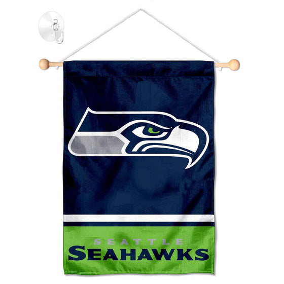 Seattle Seahawks Banner Window Wall Hanging Flag with Suction Cup