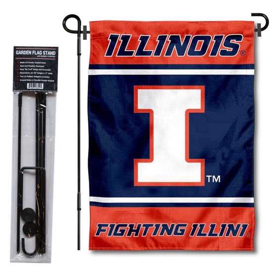 College Flags & Banners Co. Illinois Fighting Illini Garden Flag with Stand Holder