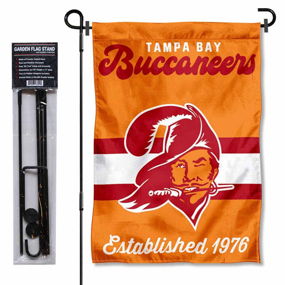 WinCraft Tampa Bay Buccaneers Throwback Retro Vintage Garden Flag and Flagpole Mount