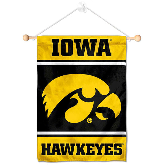 College Flags & Banners Co. Iowa Hawkeyes Window Wall Banner Hanging Flag with Suction Cup