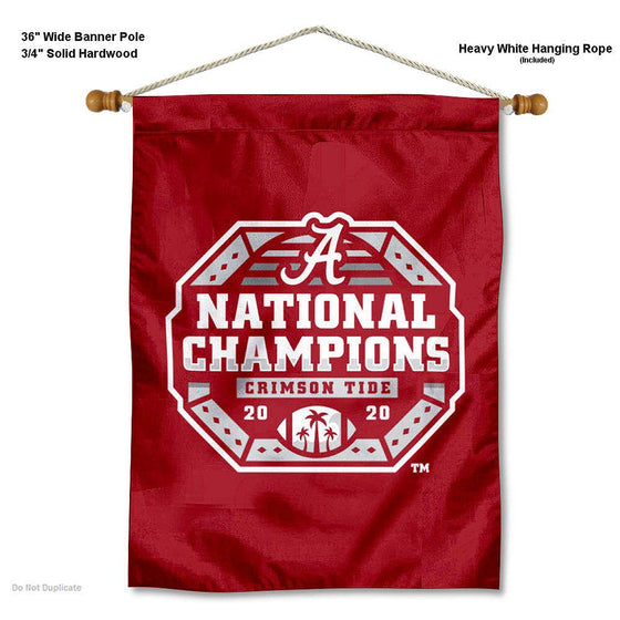 Alabama Crimson Tide CFP National Champions Double Sided House Flag and Wood Banner Pole Set