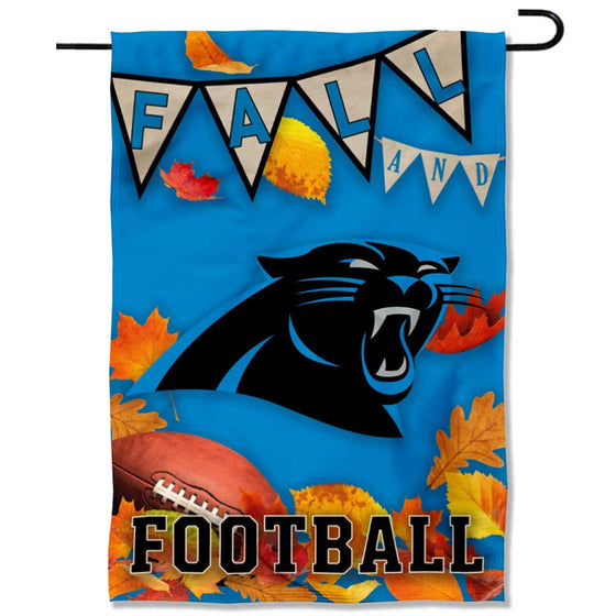 WinCraft Carolina Panthers Fall Leaves Decorative Football Garden Flag Double Sided Banner