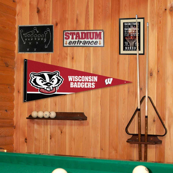 College Flags & Banners Co. Wisconsin Badgers Pennant Flag and Wall Tack Mount Pads