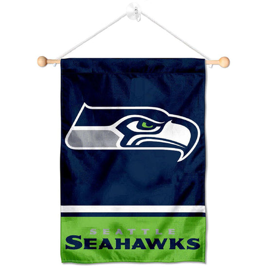 Seattle Seahawks Banner Window Wall Hanging Flag with Suction Cup