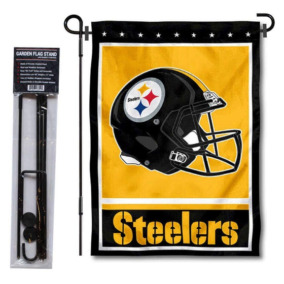 WinCraft Pittsburgh Steelers Football Garden Flag and Pole Stand Holder