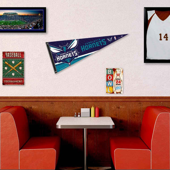 Charlotte Hornets Pennant Flag and Wall Tack Pads Mounts