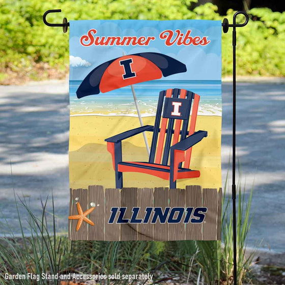 College Flags & Banners Co. Illinois Fighting Illini Summer Season Vibes Double Sided Garden Yard Flag