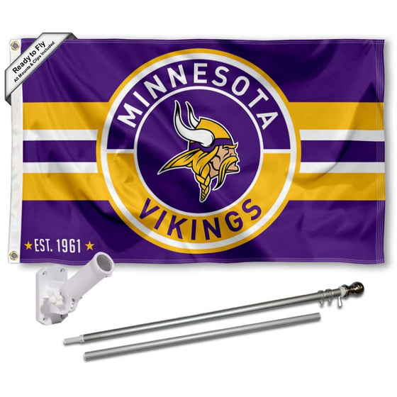 WinCraft Minnesota Vikings Patch Button Flag Pole and Bracket Mount Kit