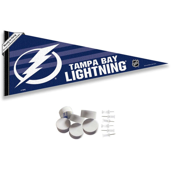 Tampa Bay Lightning Pennant Flag and Wall Tack Pads Mounts