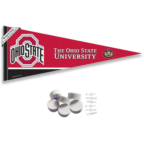 College Flags & Banners Co. Ohio State Buckeyes Pennant Flag and Wall Tack Mount Pads