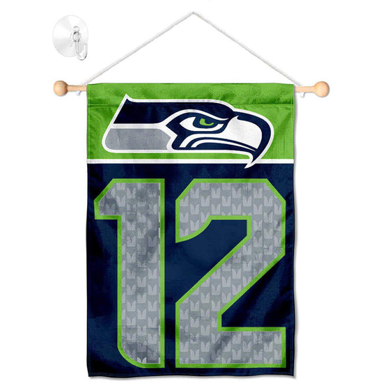 Seattle Seahawks 12th Man Banner Window Wall Hanging Flag with Suction Cup