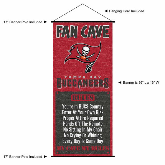 WinCraft Tampa Bay Buccaneers Man Cave Fan Banner Wall Door Scroll