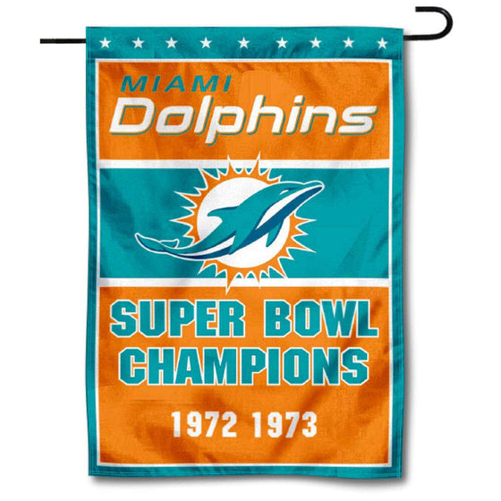 WinCraft Miami Dolphins 2 Time Super Bowl Champions Double Sided Garden Flag