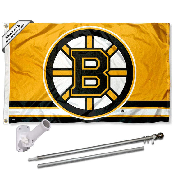 WinCraft Boston Bruins Gold Flag Pole and Bracket Mounting Set