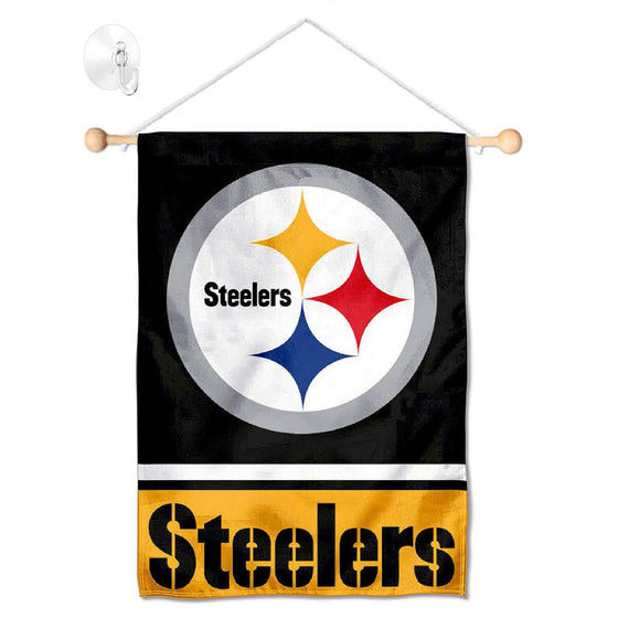 Pittsburgh Steelers Banner Window Wall Hanging Flag with Suction Cup