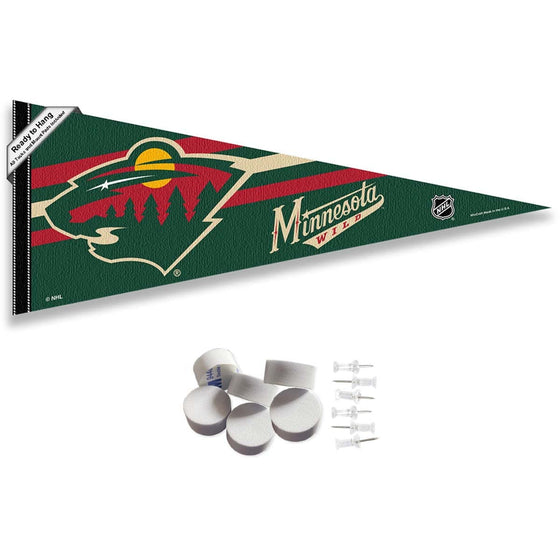 Minnesota Wild Pennant Flag and Wall Tack Pads Mounts