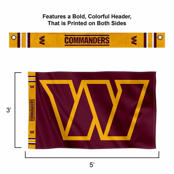 WinCraft Washington Commanders Printed Header 3x5 Foot Banner Flag