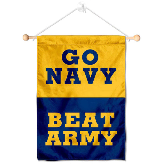 College Flags & Banners Co. US Navy Midshipmen Beat Army Window Wall Banner Hanging Flag with Suction Cup