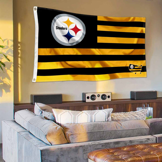 WinCraft Pittsburgh Steelers USA American Nation Stripes 3x5 Grommet Flag