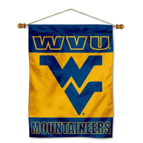 West Virginia Mountaineers Double Sided House Flag and Wood Banner Pole Set