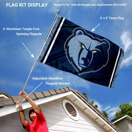 WinCraft Memphis Grizzlies Grizzly Head Flag Pole and Bracket Set