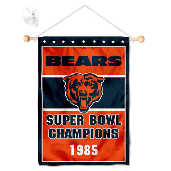 Chicago Bears 1985 Champions Banner Window Wall Hanging Flag with Suction Cup