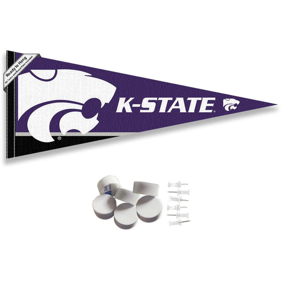 College Flags & Banners Co. Kansas State Wildcats Pennant Flag and Wall Tack Mount Pads