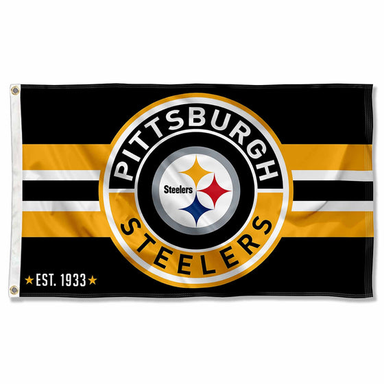 WinCraft Pittsburgh Steelers Patch Button Circle Logo Flag Large 3x5 Banner