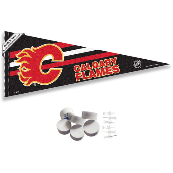 Calgary Flames Pennant Flag and Wall Tack Pads Mounts