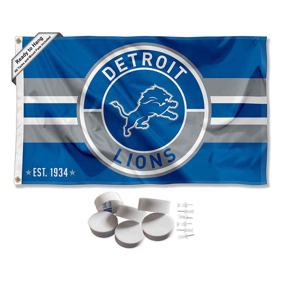 Detroit Lions Patch Button Banner and Tapestry Wall Tack Pads