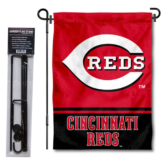 Cincinnati Reds Garden Flag with Stand Holder