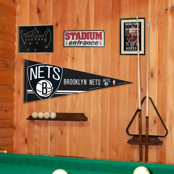 Brooklyn Nets Pennant Flag and Wall Tack Pads Mounts