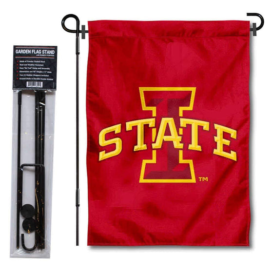 College Flags & Banners Co. Iowa State Cyclones Yard and USA Flag Stand Pole Holder Set