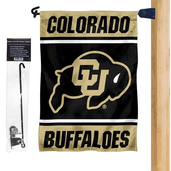 College Flags & Banners Co. Colorado Buffaloes Garden Flag and Mailbox Post Pole Mount Holder Set