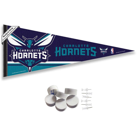 Charlotte Hornets Pennant Flag and Wall Tack Pads Mounts