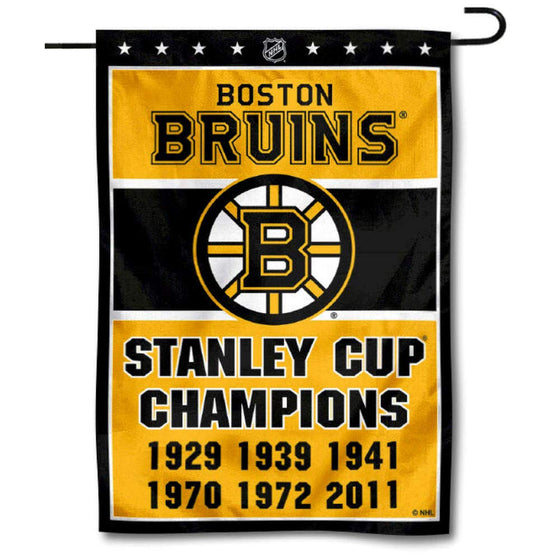 WinCraft Boston Bruins 6 Time Stanley Cup Champions Double Sided Garden Flag