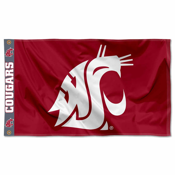 College Flags & Banners Co. Washington State Cougars Printed Header 3x5 Foot Banner Flag