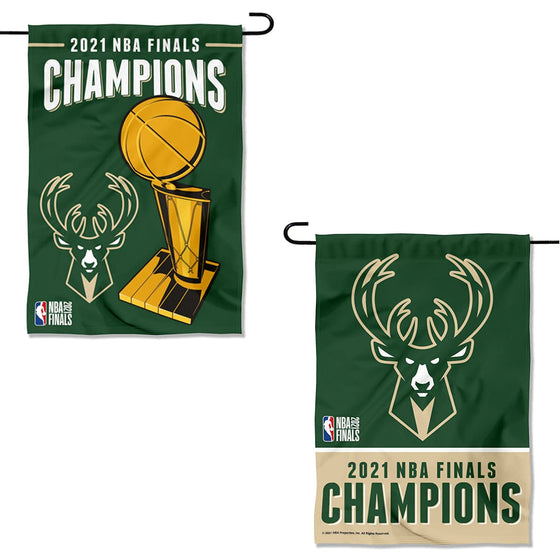 WinCraft Milwaukee Bucks 2021 NBA Champions Double Sided Garden Flag Banner