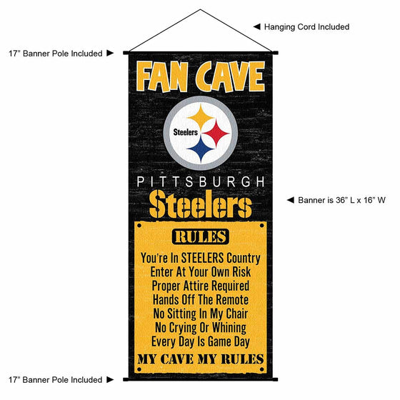 WinCraft Pittsburgh Steelers Man Cave Fan Banner Wall Door Scroll