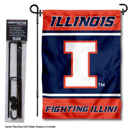 College Flags & Banners Co. Illinois Fighting Illini Garden Flag with Stand Holder