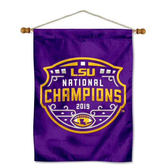 Louisiana State LSU Tigers 2019 College Football Champions Double Sided House Flag and Wood Banner Pole Set