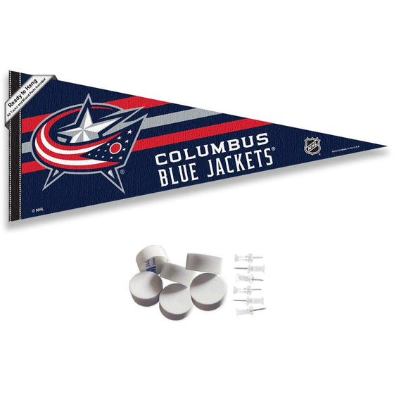 Columbus Blue Jackets Pennant Flag and Wall Tack Pads Mounts