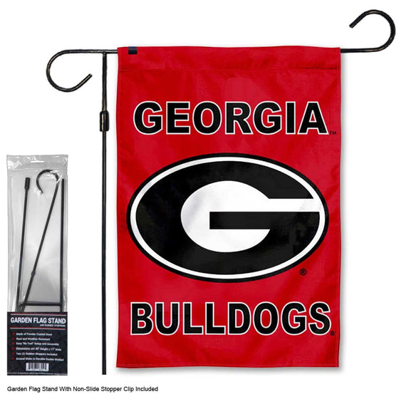 Georgia Bulldogs Dual Logo Garden Banner Flag with Stand Pole Holder