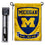 College Flags & Banners Co. Michigan Wolverines Double Sided Shield Logo Garden Flag and USA Flag Stand Pole Holder Set