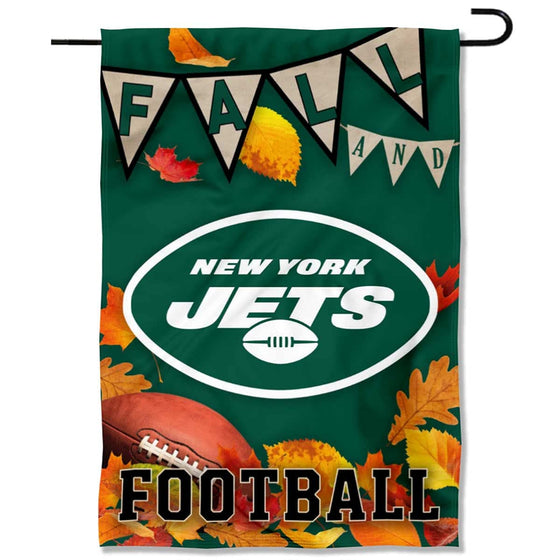 WinCraft New York Jets Fall Leaves Decorative Football Garden Flag Double Sided Banner