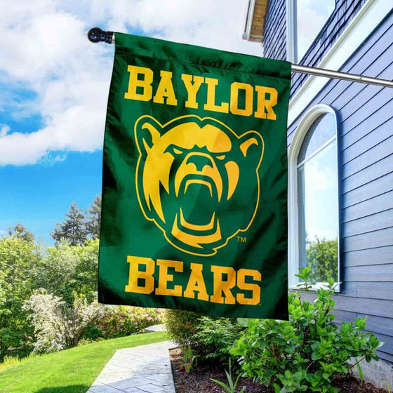 Baylor Bears New Bear Logo Double Sided House Flag with Flag Pole Set