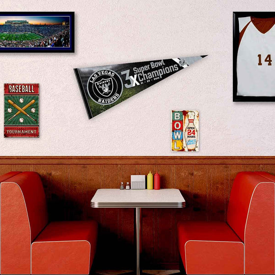 WinCraft Las Vegas Raiders 3 Time Bowl Champions Pennant Banner Flag