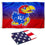 College Flags & Banners Co. Kansas Jayhawks Gradient Ombre Flag and USA 3x5 Flag Set