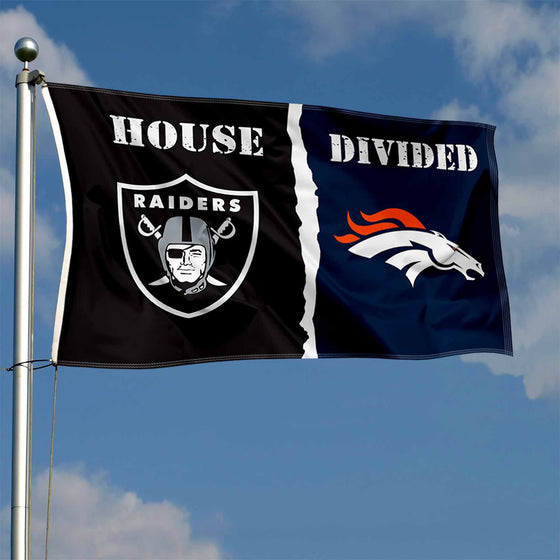 WinCraft Raiders and Broncos House Divided Flag Rivalry Banner