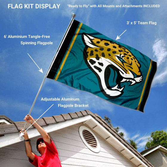 WinCraft Jacksonville Jaguars Flag Pole and Bracket Kit